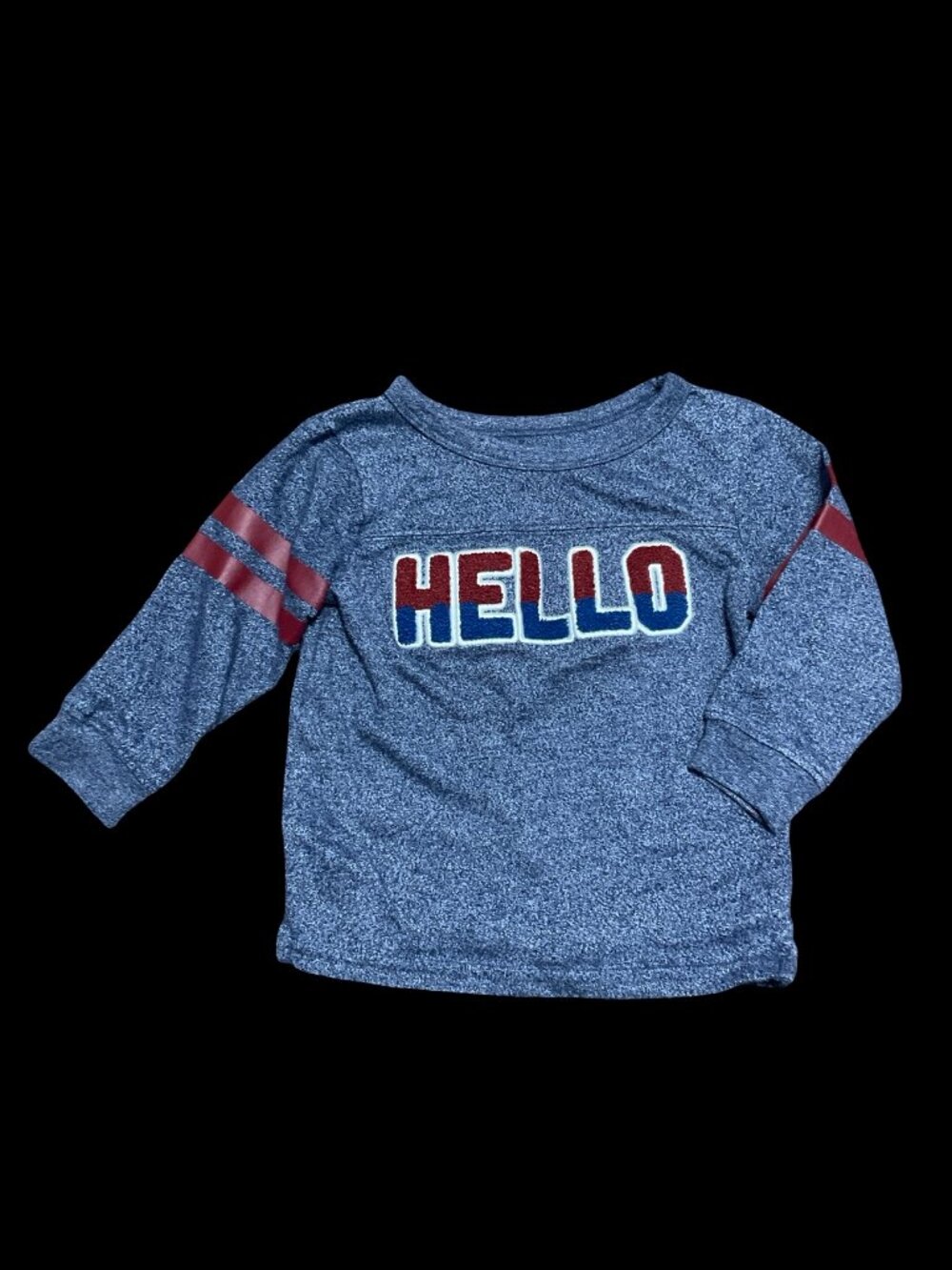 👣 5/$25 - Blue Long Sleeve Tee w/ "Hello" Applique